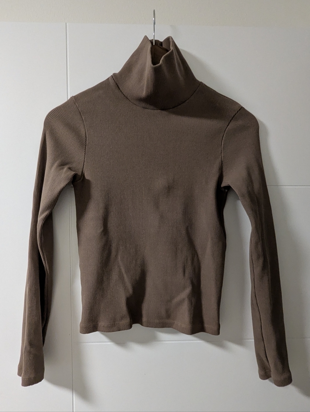 DONNI. Chocolate Ribbed Turtleneck Sweater